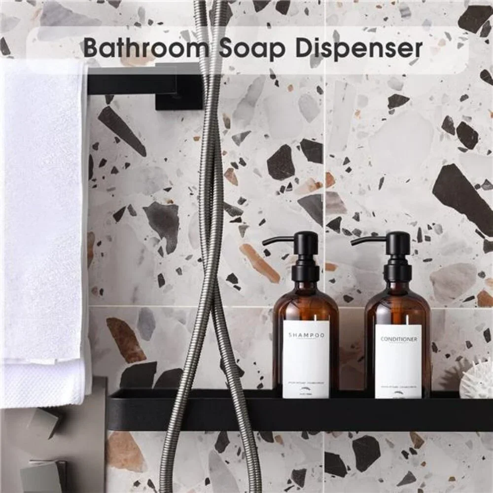 Shampoo Dispenser Wall Mount No Drill Shower Soap Dispenser Bathroom Amber